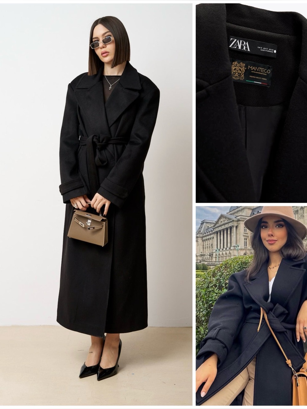 ZARA ~ Belted Wool Blend Coat